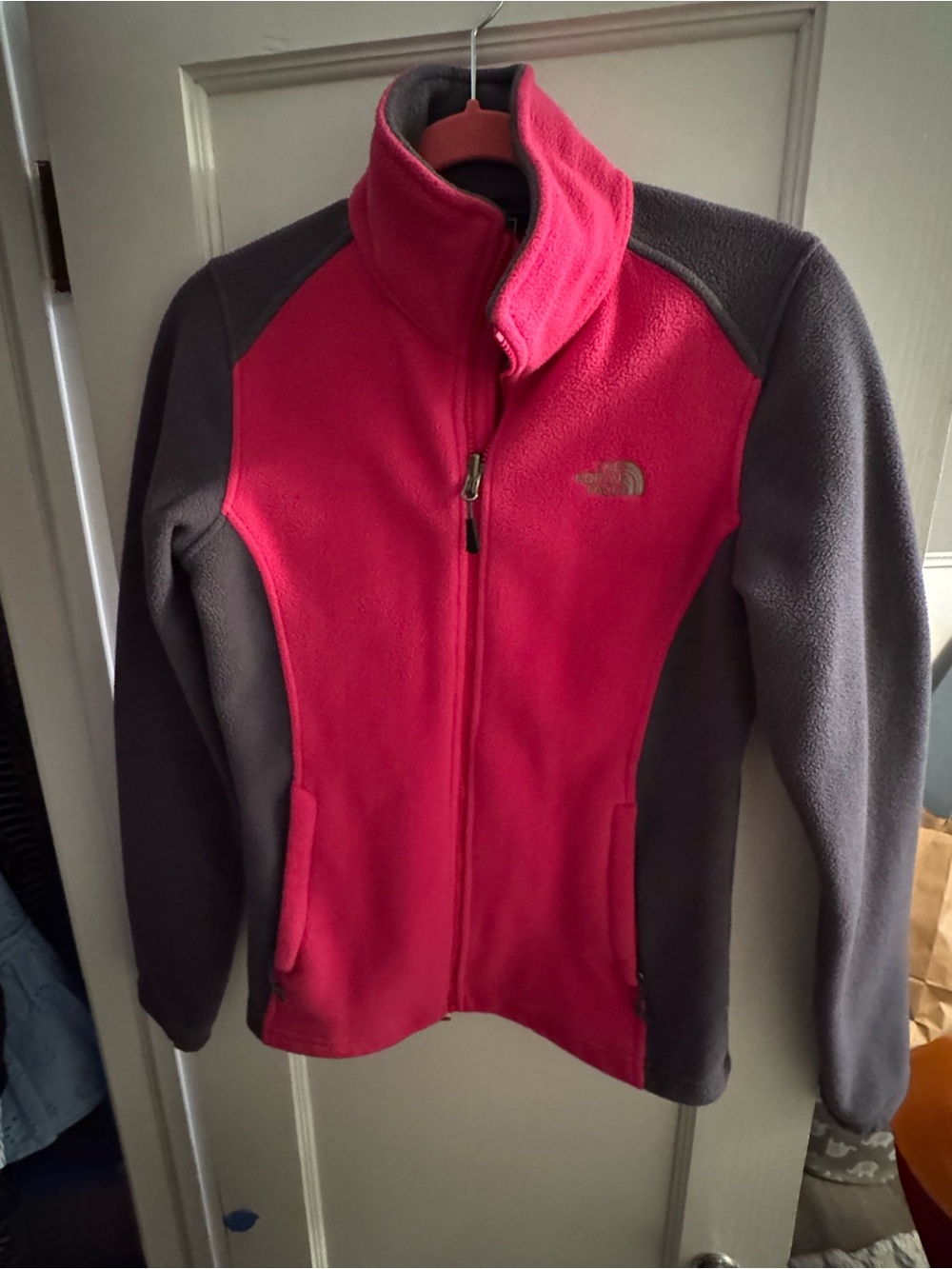 The North Face Hot Pink Fleece with Gray Logo